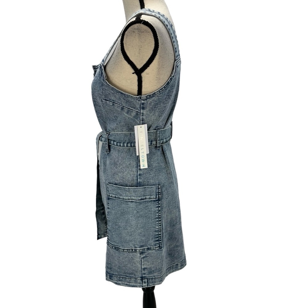 Tinseltown Sleeveless Denim Tank Overall Mini Dress - Blue - size XS - Picture 4 of 10